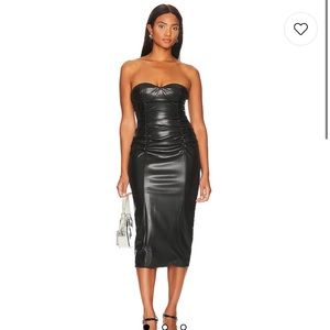 Lovers And Friends Faux Leather Spencer Midi Dress in Black